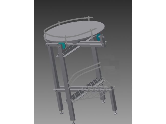 Masa de acumulare rotativa si reglabila pentru flacoane adaptabila la banda dubla